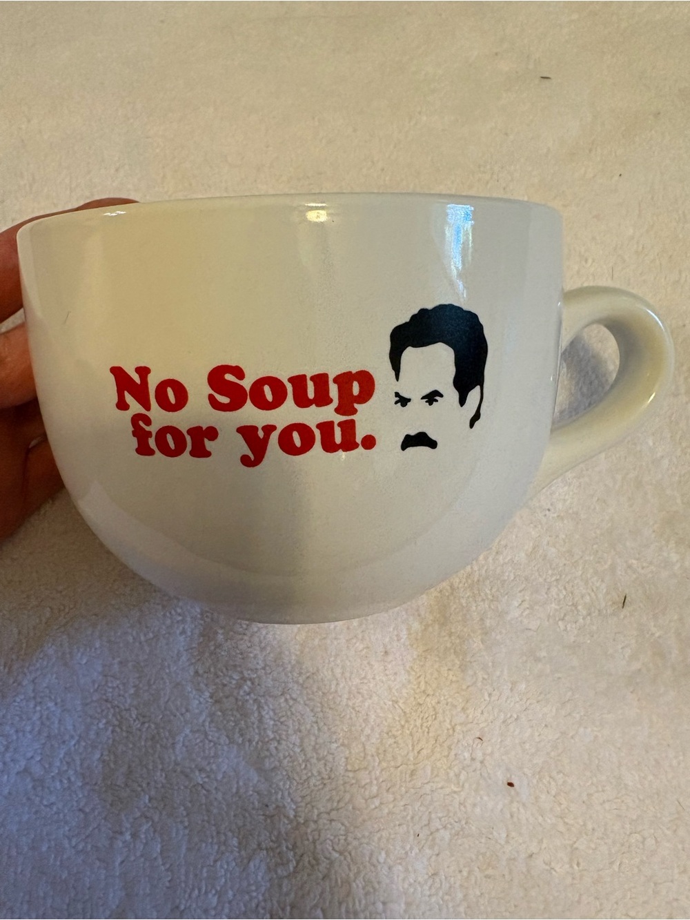 SEINFELD Large Mug Soup Cup No Soup for You White Oversized Large Funny Coffee